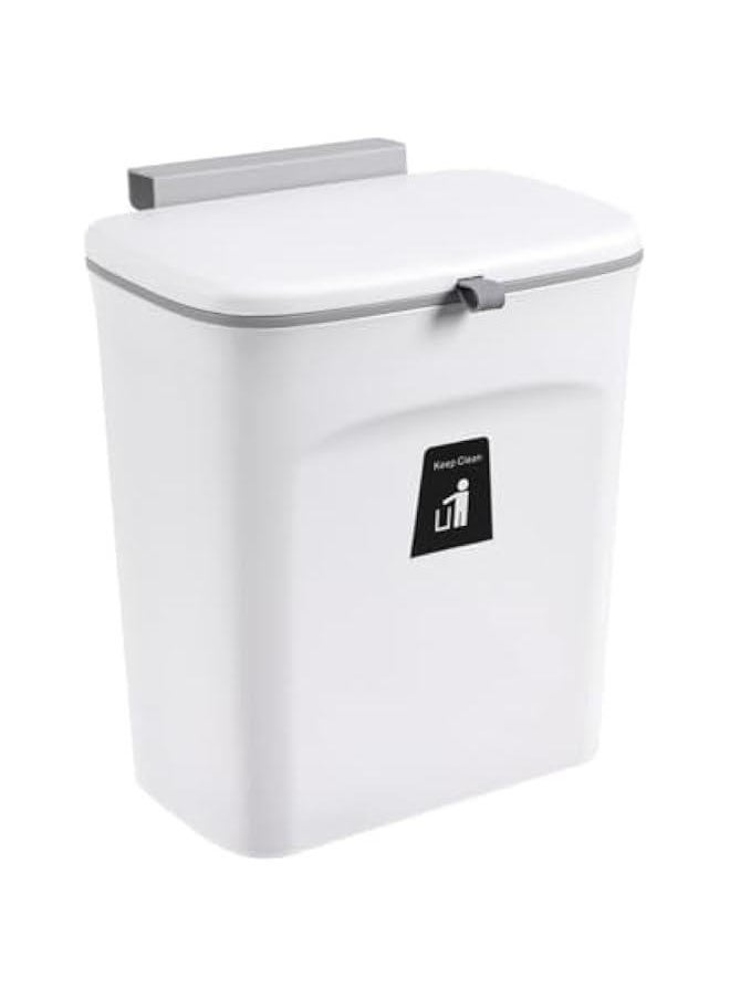 HOOKOR Kitchen Compost Bin for Counter Top or Under Sink, Hanging Small Trash Can with Lid for Cupboard/Bathroom/Bedroom/Office/Camping, Mountable Indoor Compost Bucket (White)  - Image 1