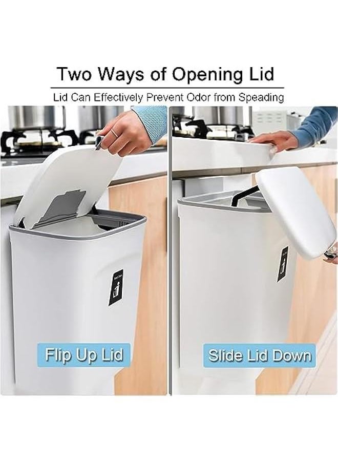 HOOKOR Kitchen Compost Bin for Counter Top or Under Sink, Hanging Small Trash Can with Lid for Cupboard/Bathroom/Bedroom/Office/Camping, Mountable Indoor Compost Bucket (White)  - Image 4