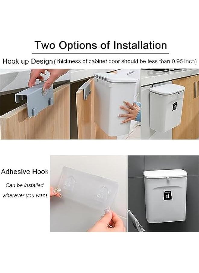 HOOKOR Kitchen Compost Bin for Counter Top or Under Sink, Hanging Small Trash Can with Lid for Cupboard/Bathroom/Bedroom/Office/Camping, Mountable Indoor Compost Bucket (White)  - Image 5