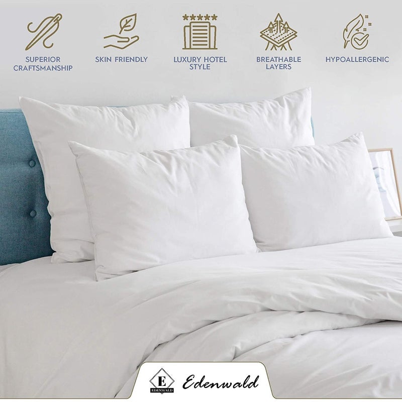 Edenwald 400 TC Bed Sheet King Size Snow White Solid Flat Sheet with 2 Pillow Cover King Size Bed Sheet King Size Chadar Higher Thread Count Long Staple Cotton Silky Soft All Season - Image 2