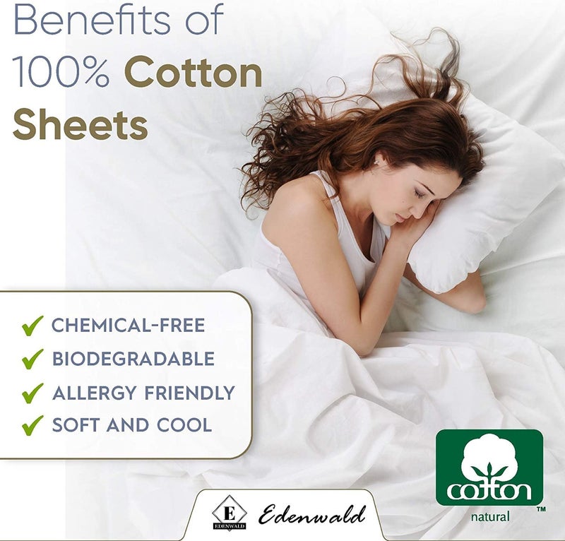 Edenwald 400 TC Bed Sheet King Size Snow White Solid Flat Sheet with 2 Pillow Cover King Size Bed Sheet King Size Chadar Higher Thread Count Long Staple Cotton Silky Soft All Season - Image 3