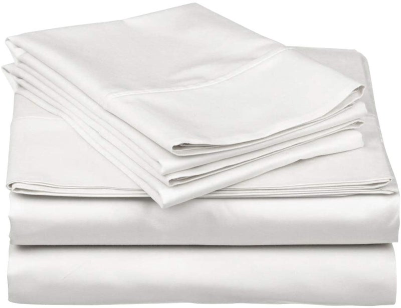 Edenwald 400 TC Bed Sheet King Size Snow White Solid Flat Sheet with 2 Pillow Cover King Size Bed Sheet King Size Chadar Higher Thread Count Long Staple Cotton Silky Soft All Season - Image 1