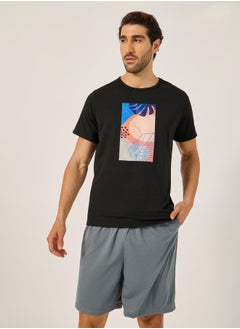 Styli Graphic Printed Round Neck T-Shirt and Shorts Set  - Image 2