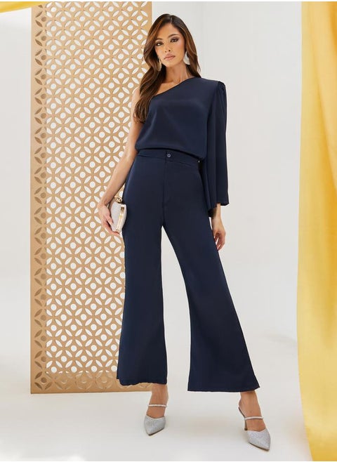 One Shoulder Top with Flared Trousers Co-Ords