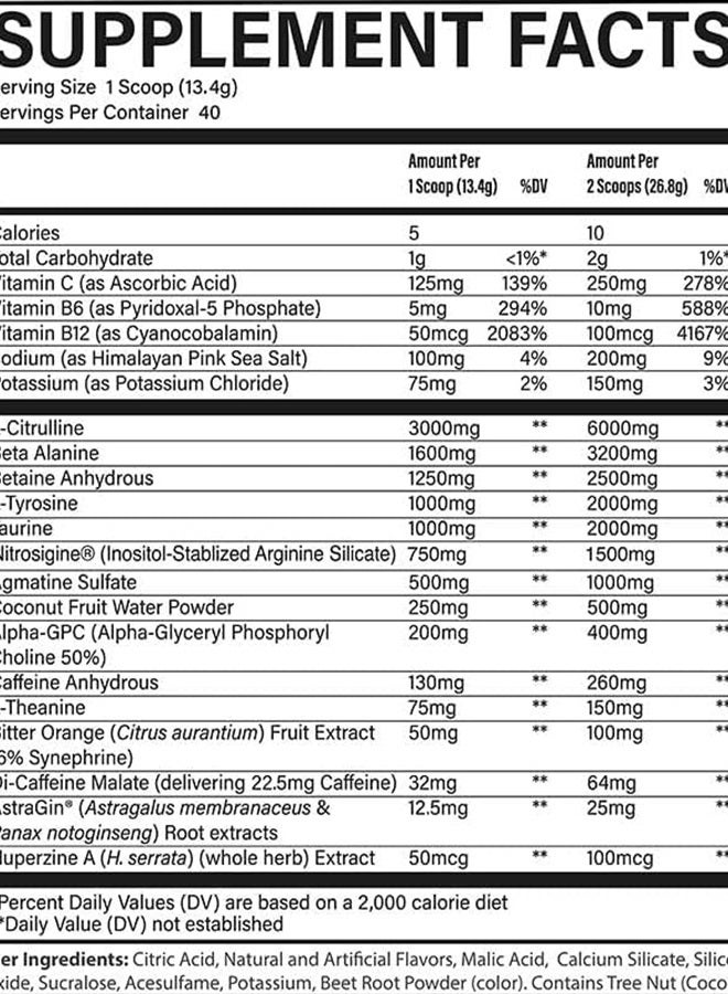 Raw مسحوق ما قبل التمرين، ثافاج (ليمون التوت الأسود) - مكمل غذائي رياضي كريس بومستيد للرجال والنساء - سيبوم ما قبل التمرين للتمرين، الترطيب، التركيز الذهني والطاقة - 40 حصة - Image 2