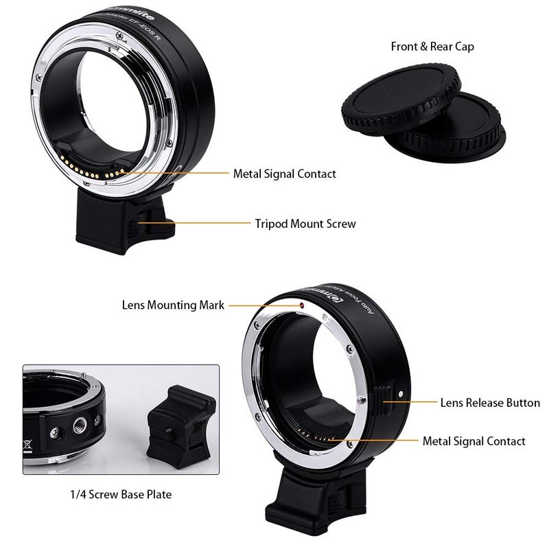 Commlite CM-EF-EOS R Lens Adapter, Electronic Auto-Focus EF to R Mount Adapter for Canon EF/EF-S Lens to EOS R, EOS RP, EOS R6, EOS R5 Series Mirrorless Cameras - Image 2