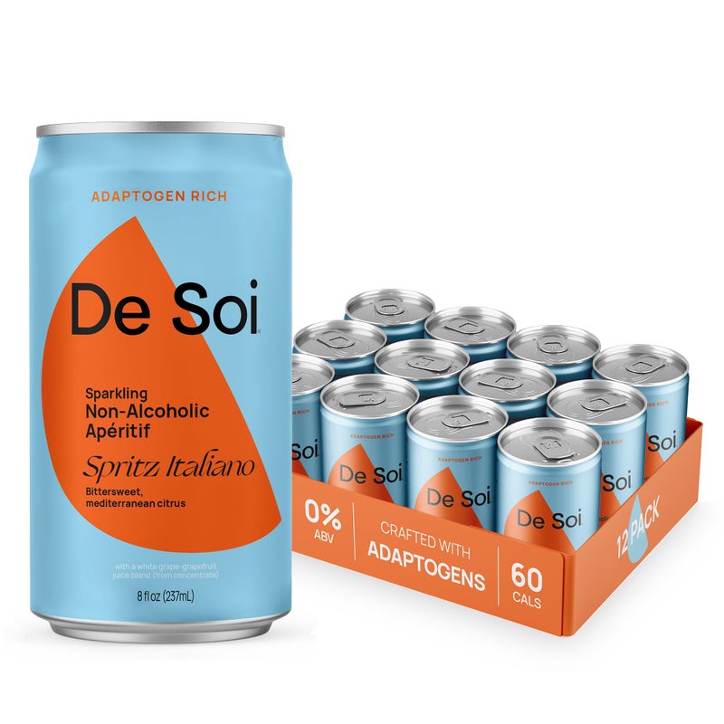 De Soi Spritz Italiano Mocktails NA Drinks 8 fl oz (12-pack) - Adaptogen Drink, Sparkling Drink with Calming Botanicals, Mocktail Drinks, Gluten Free, No Artificial Flavors - Image 1