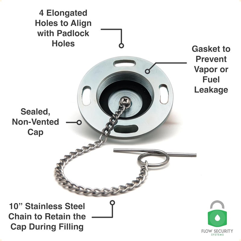 Flow Security Systems Non-Vented Locking Fuel Tank Cap - FSS 376F for 2" Standard Thread - Image 3