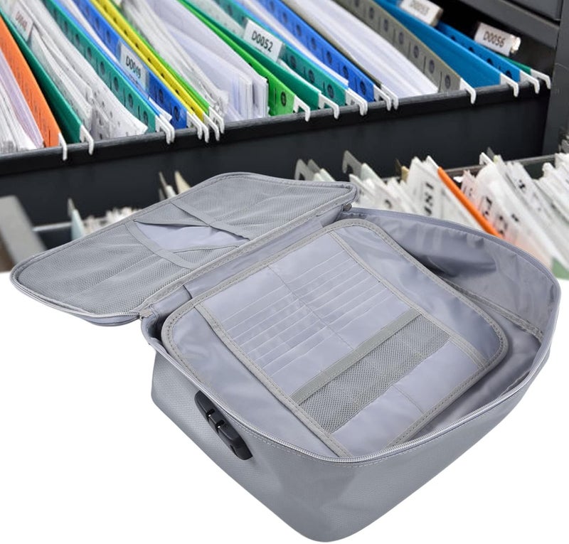 Document, Fireproof Document Bag, Easy to Carry Security Large Capacity Sturdy Fireproof Bag for Home for Travel for Office (Silver) - Image 3