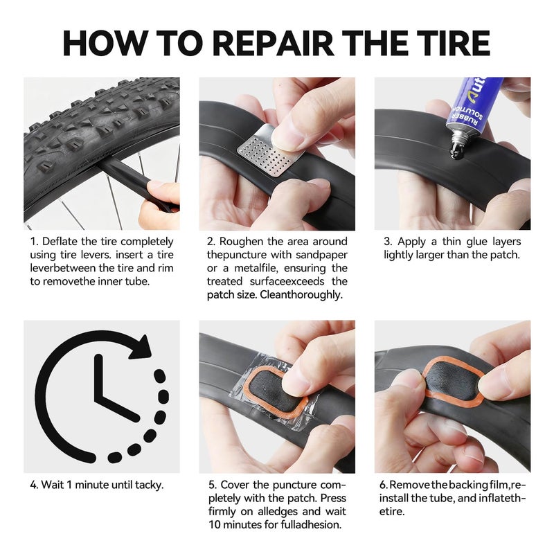 AUTOWN Bike Tire Repair Kit, 32PCS Bicycle Inner Tube Patch Kit with Patches, Tire Levers, Rubber Repair Sealants and Portable Case for Bikes, Motorcycles & Inflatable Tubes - Image 5