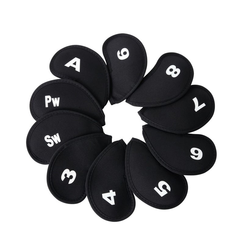 Generic Premium Golf Club Head Covers Set of 10 Black foam