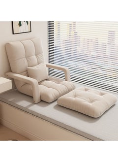 GGEROU Folding Floor Chair,Lazy Sofa,Folding single-back sofa cushion,Multi Angle Adjustment Padded Sleeper Bed,Removable Washable Sofa with Pillow and Cushions(Beige,64* 55* 56cm)  - Image 1