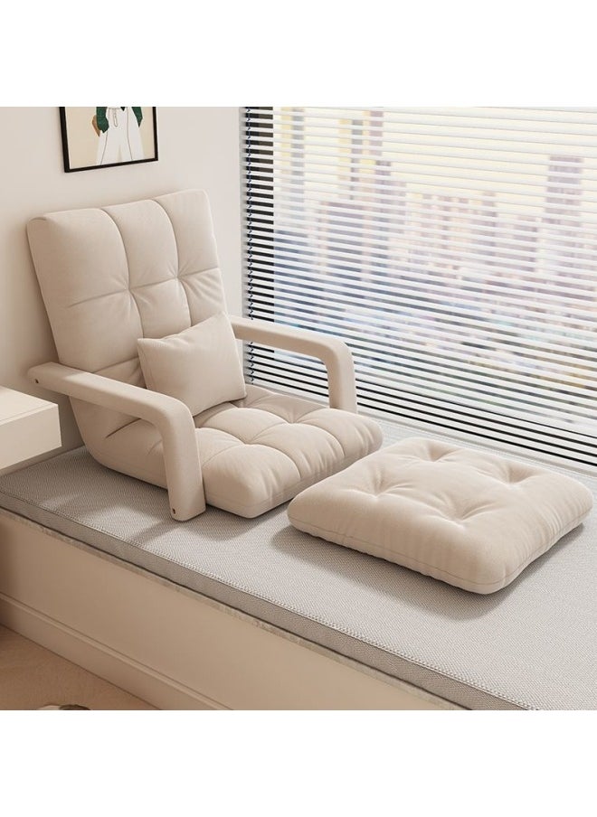 GGEROU - Folding Floor Chair,Lazy Sofa,Folding single-back sofa cushion,Multi Angle Adjustment Padded Sleeper Bed,Removable Washable Sofa with Pillow and Cushions(Beige,64* 55* 56cm) - Image 1