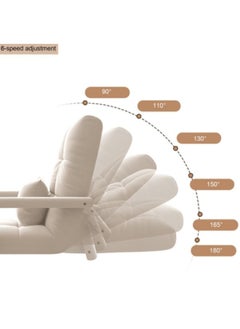 GGEROU Folding Floor Chair,Lazy Sofa,Folding single-back sofa cushion,Multi Angle Adjustment Padded Sleeper Bed,Removable Washable Sofa with Pillow and Cushions(Beige,64* 55* 56cm)  - Image 3