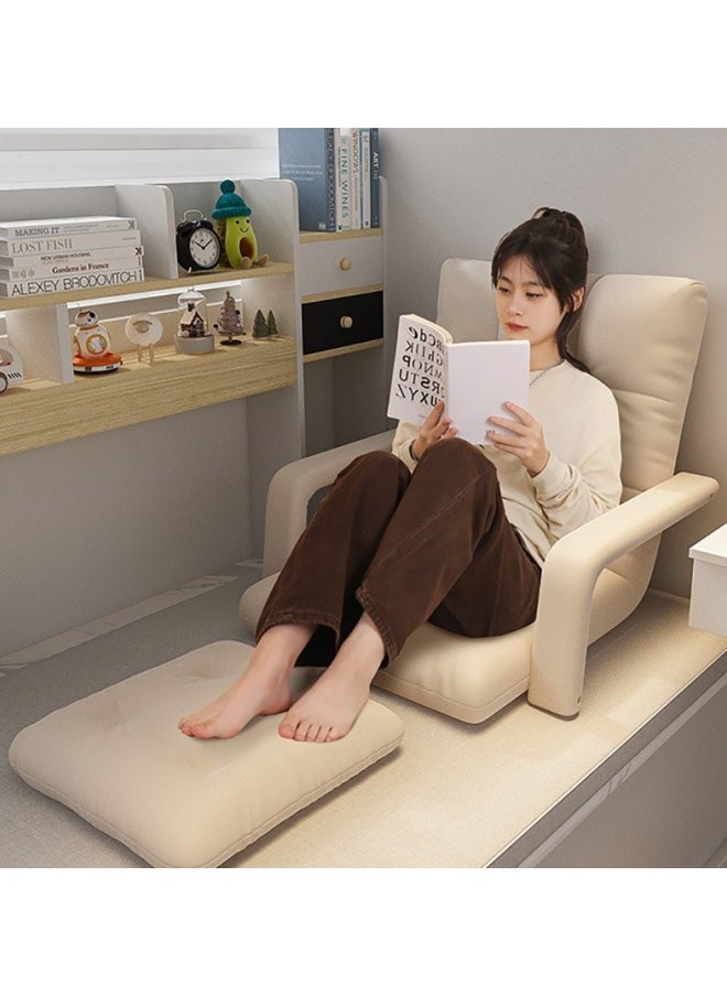 GGEROU - Folding Floor Chair,Lazy Sofa,Folding single-back sofa cushion,Multi Angle Adjustment Padded Sleeper Bed,Removable Washable Sofa with Pillow and Cushions(Beige,64* 55* 56cm) - Image 1