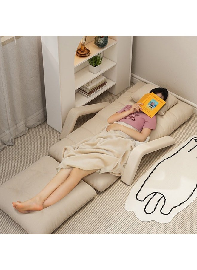 GGEROU - Folding Floor Chair,Lazy Sofa,Folding single-back sofa cushion,Multi Angle Adjustment Padded Sleeper Bed,Removable Washable Sofa with Pillow and Cushions(Beige,64* 55* 56cm) - Image 1