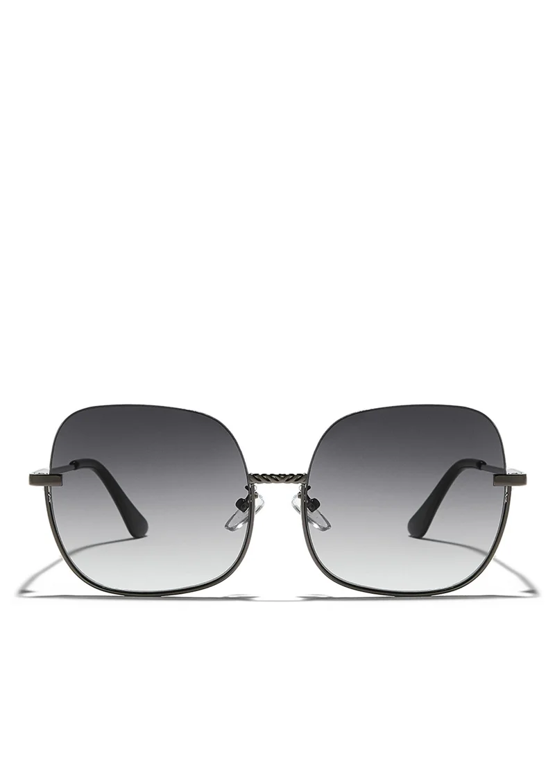 Blackout GEO Women Gray Sunglasses - Frame Material: Metal- Frame Color: Gray-Lens Color: Black  - Full Rim