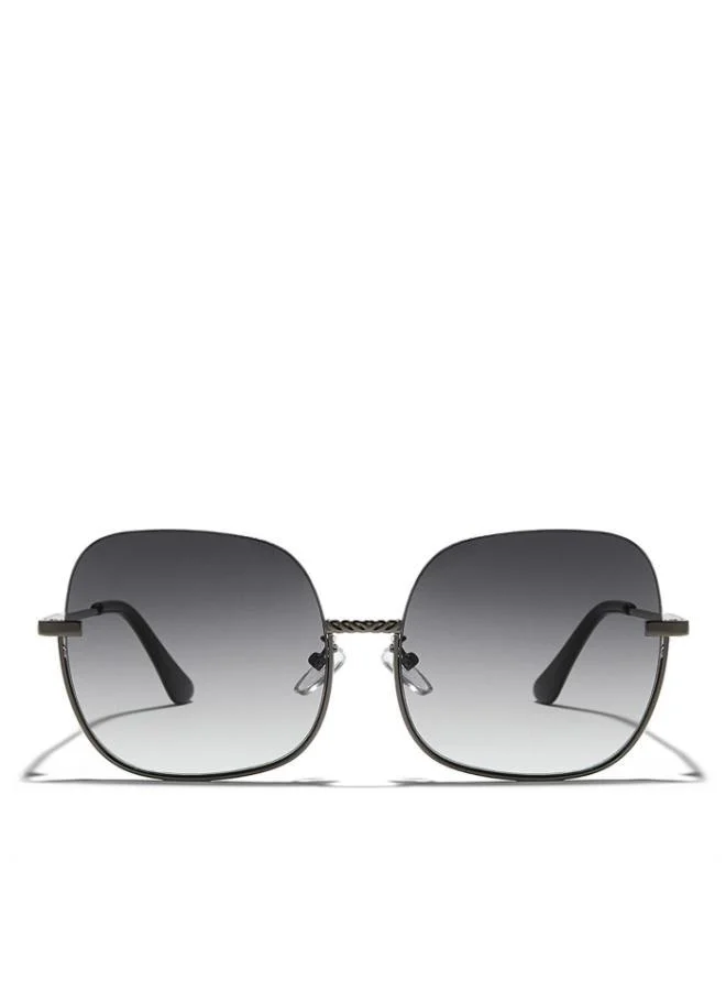 Blackout Blackout GEO Women Gray Sunglasses - Frame Material: Metal- Frame Color: Gray-Lens Color: Black  - Full Rim