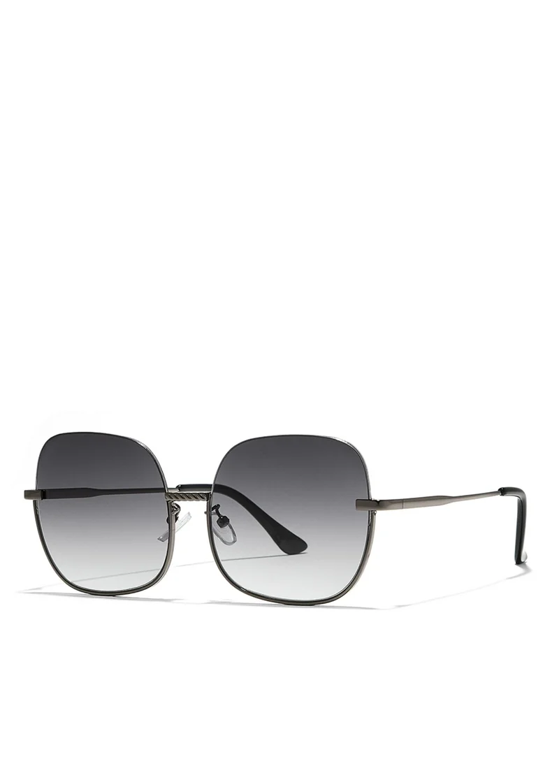 Blackout GEO Women Gray Sunglasses - Frame Material: Metal- Frame Color: Gray-Lens Color: Black  - Full Rim