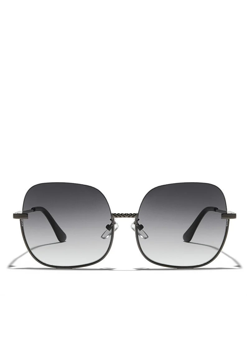 Blackout GEO Women Gray Sunglasses - Frame Material: Metal- Frame Color: Gray-Lens Color: Black  - Full Rim