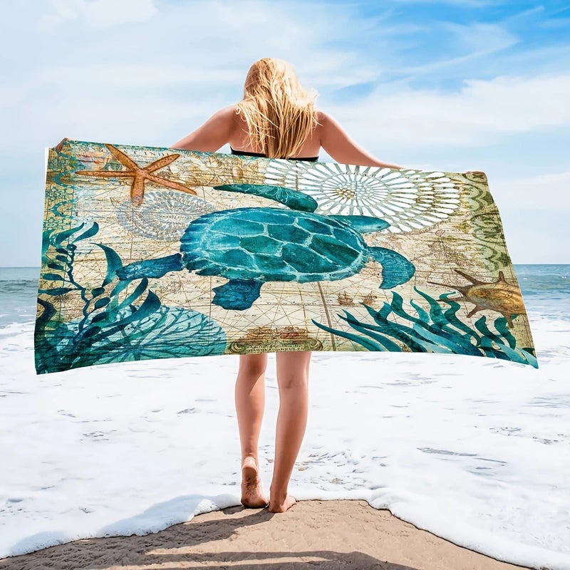 'S Popular Turtle Beach Towel Jit Dropshipping Digital Printing Factory Bath Towel Absorbent Quick-Drying Towel - Image 3