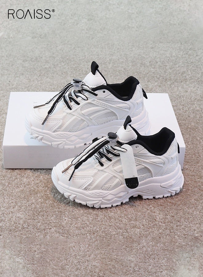 roaiss Kids Fashion Chunky Sneakers, Unisex Comfortable Lace-up Sneakers, Breathable Platform Sneakers with Non-slip Soles, Suitable for Daily Wear and Outdoor Activities - Image 2