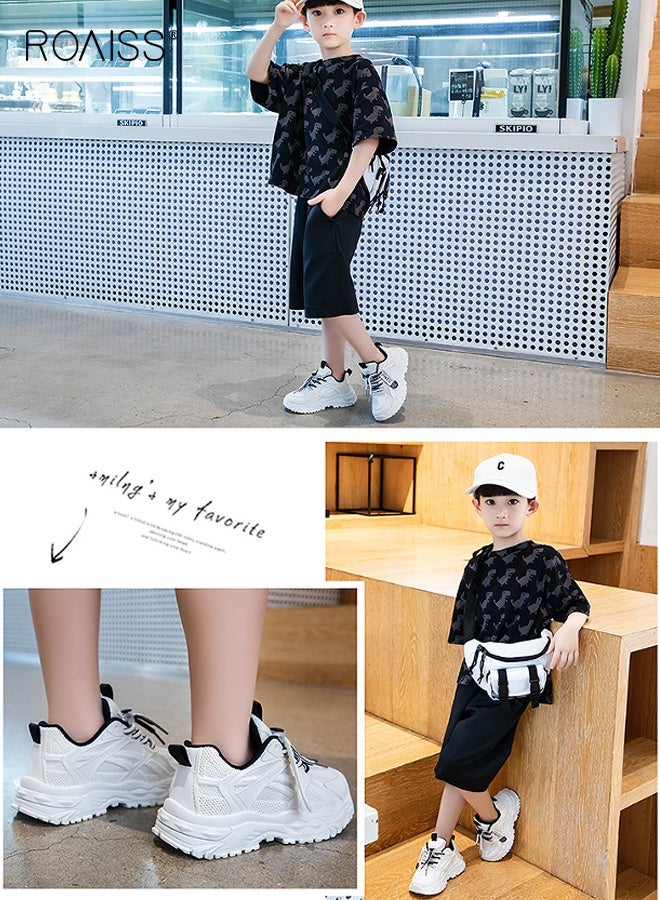 roaiss Kids Fashion Chunky Sneakers, Unisex Comfortable Lace-up Sneakers, Breathable Platform Sneakers with Non-slip Soles, Suitable for Daily Wear and Outdoor Activities - Image 4