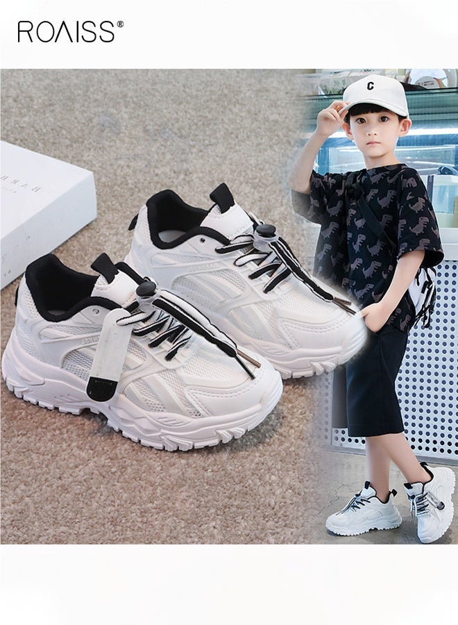 roaiss Kids Fashion Chunky Sneakers, Unisex Comfortable Lace-up Sneakers, Breathable Platform Sneakers with Non-slip Soles, Suitable for Daily Wear and Outdoor Activities - Image 3