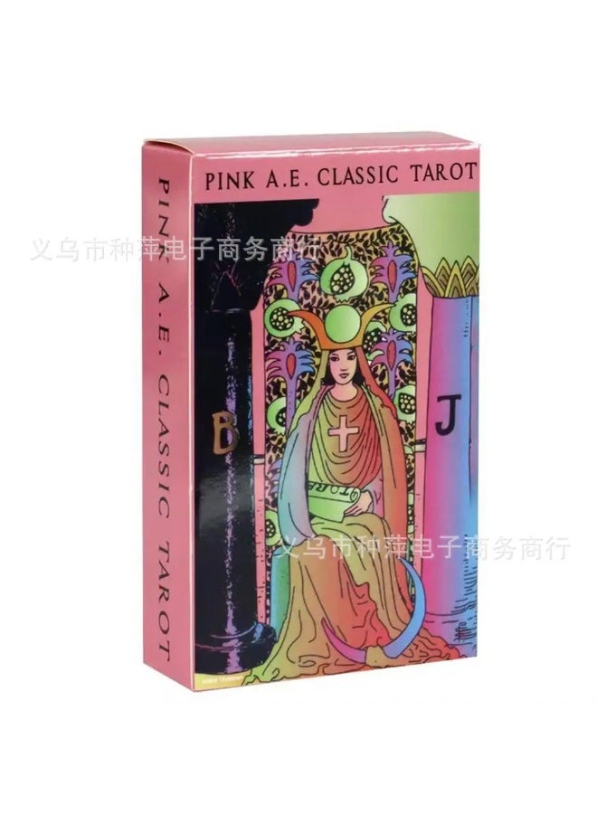 NIBEMINENT مجموعة بطاقات تاروت كلاسيكية وردية - 78 بطاقة - استخدام تنبؤي - مجموعة بطاقات تاروت شخصية - النسخة الإنجليزية الكاملة - مجموعة بطاقات تاروت للبنات - مجموعة أوراكل - Image 1