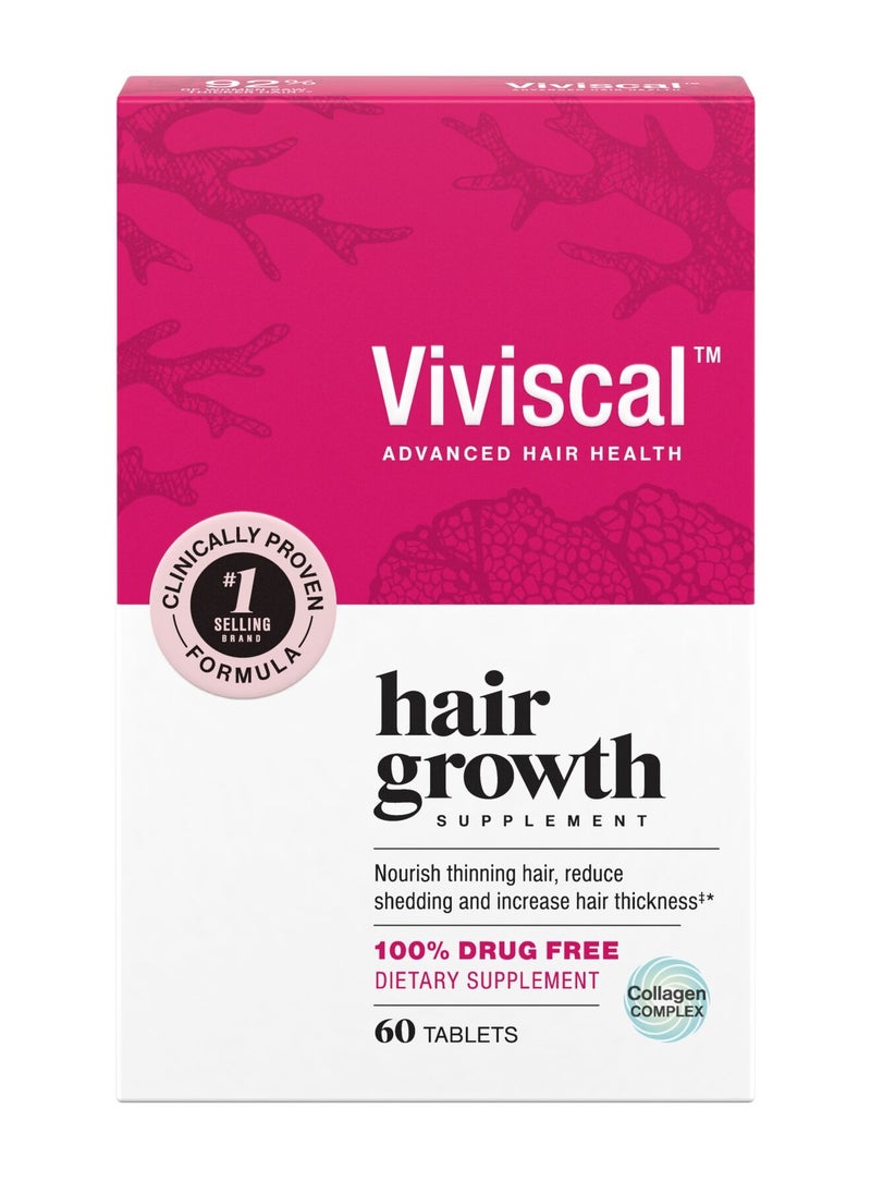 Viviscal Hair Growth Supplement for Women with Iron, Biotin, Zinc, Vitamin C, Nourish Thinning Hair and Increase Hair Thickness, Hair Multivitamins for Women - 60 Tablets  - Image 1