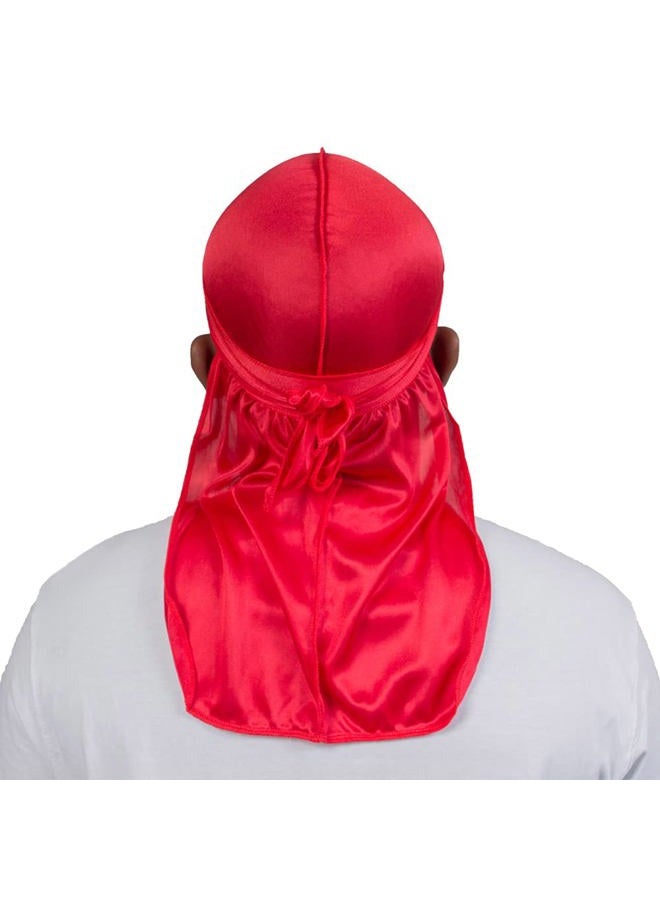 ForceWave Silky Durag for Men Wave Cap Satin Dorag for Men Women 360 Wave Red - Image 4