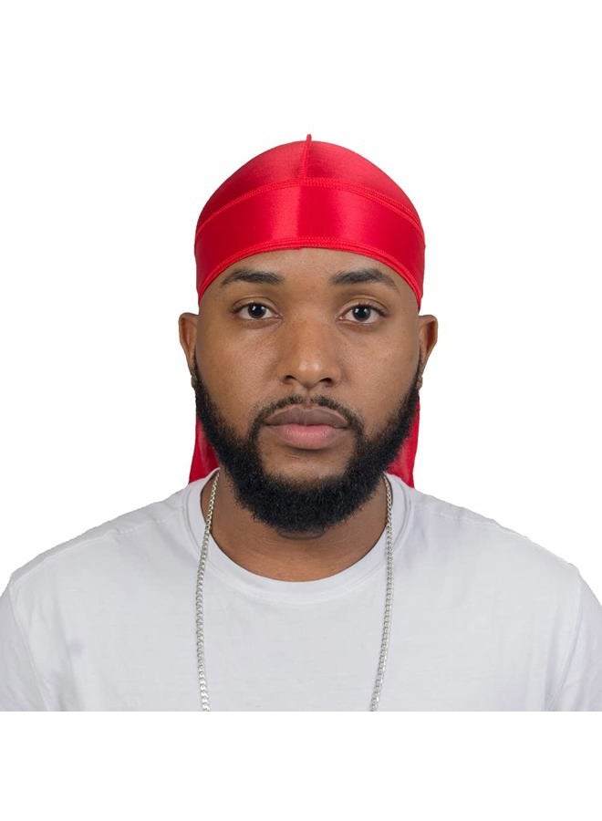 ForceWave Silky Durag for Men Wave Cap Satin Dorag for Men Women 360 Wave Red - Image 3