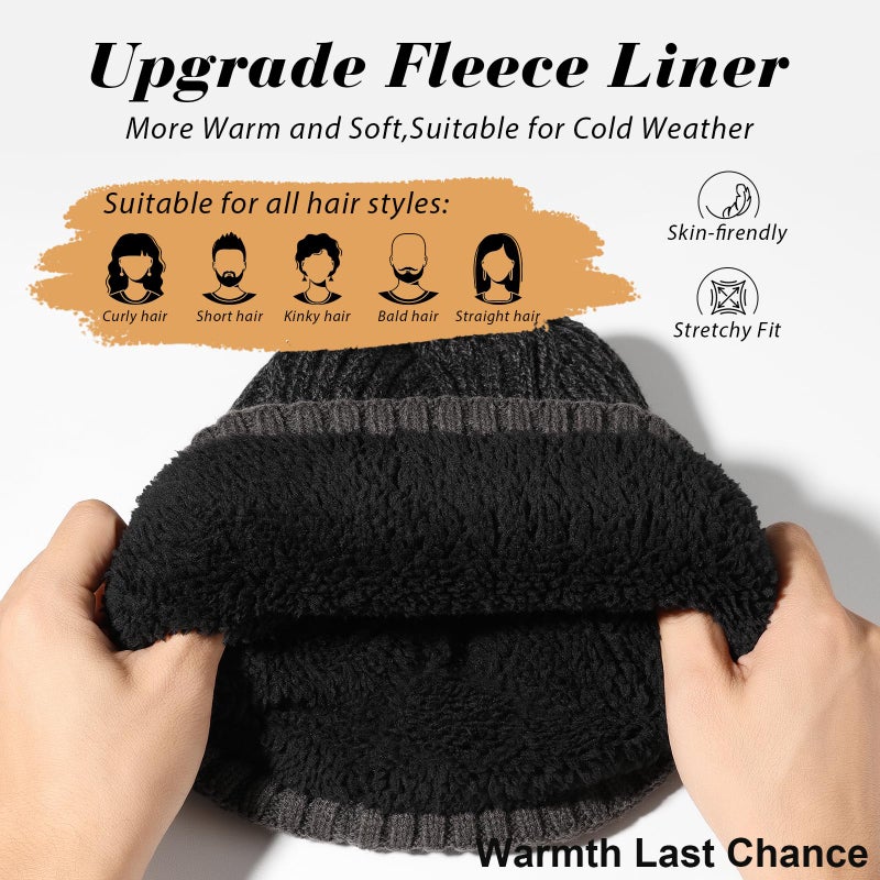 BESSTEVEN Winter Beanie Hat for Men Women: Warm Fleece Lined Beanie Knit Ski Stocking Cap Thick Thermal Cuffed Cap Daily Hat for Cold Weather Skiing Running Hiking Cycling Grey - Image 2