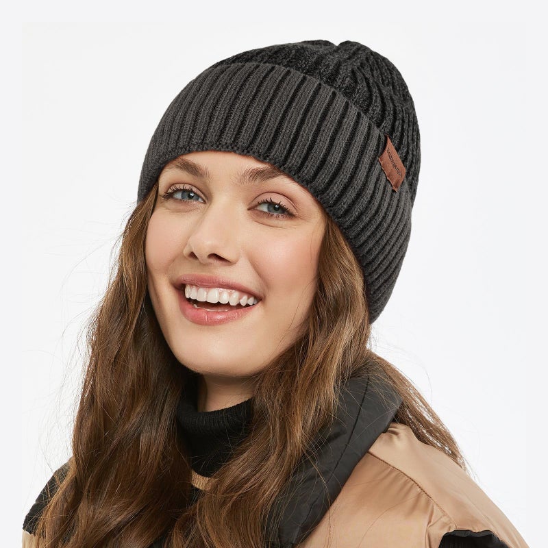 BESSTEVEN Winter Beanie Hat for Men Women: Warm Fleece Lined Beanie Knit Ski Stocking Cap Thick Thermal Cuffed Cap Daily Hat for Cold Weather Skiing Running Hiking Cycling Grey - Image 4