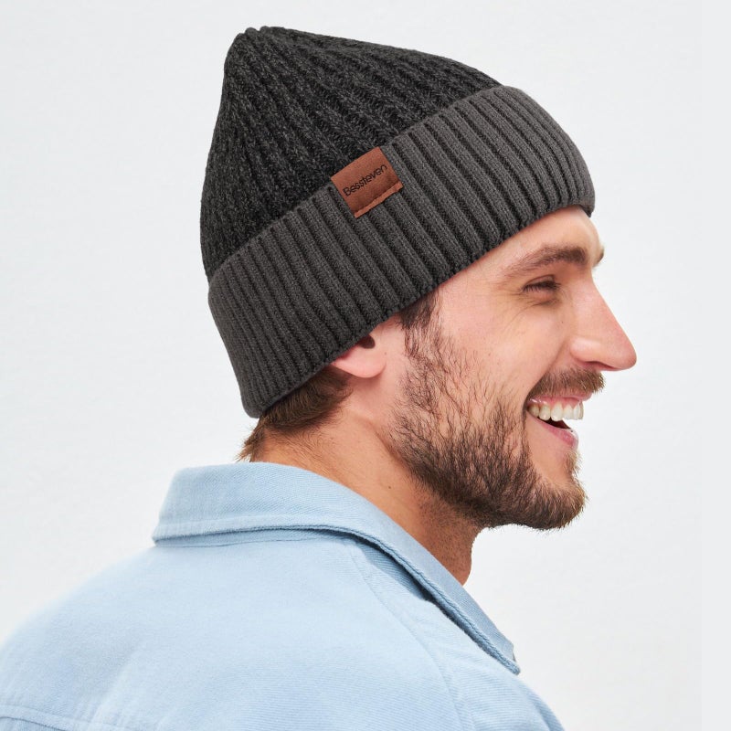 BESSTEVEN Winter Beanie Hat for Men Women: Warm Fleece Lined Beanie Knit Ski Stocking Cap Thick Thermal Cuffed Cap Daily Hat for Cold Weather Skiing Running Hiking Cycling Grey - Image 3
