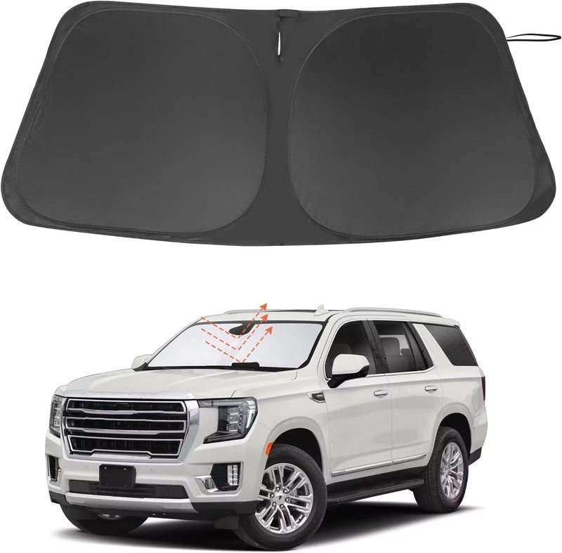 LHFLIVE Windshield Sun Shade Custom Fit for 2021 2022 2023 2024 2025 GMC Yukon XL Accessories Foldable Sunshade Sun Blocker Protect Car from Sun Rays & Heat Damage Keep Car Cooler - Image 1