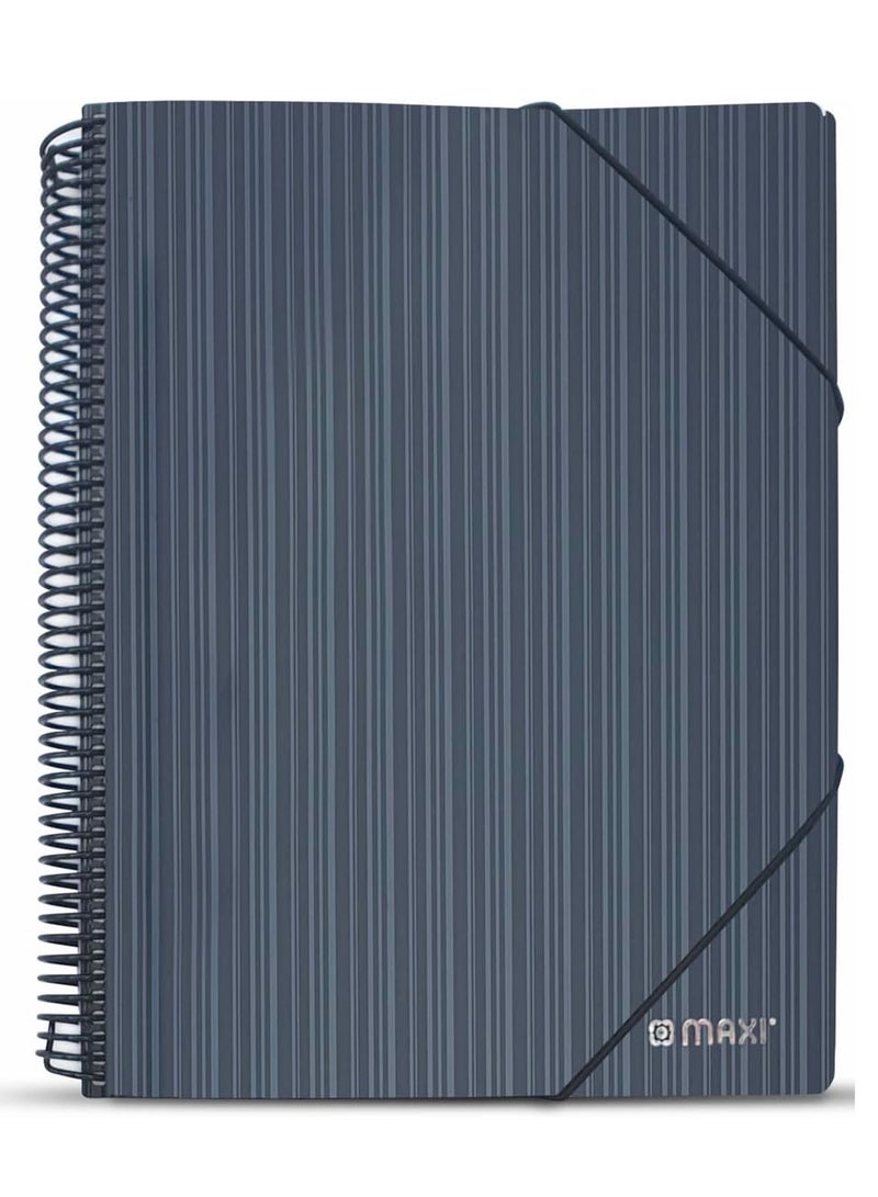 Maxi كتاب عرض بـ 60 جيب مع إغلاق مرن غلاف أسود - Image 1