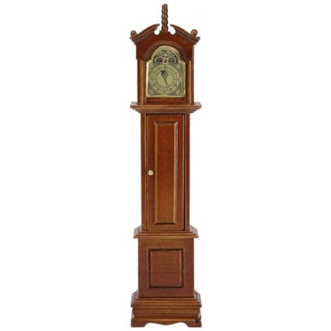 MINI GRANDFATHER CLOCK 112 SCALE MINIATURE DOLLHOUSE VICTORIAN FURNITURE ACCESSORIES DOLL HOUSE DECORATION FOR LIVING ROOM BEDROOM KITCHEN HOME OFFICE SMALL WOODEN RUSTIC VINTAGE ESSENTIAL DECOR
