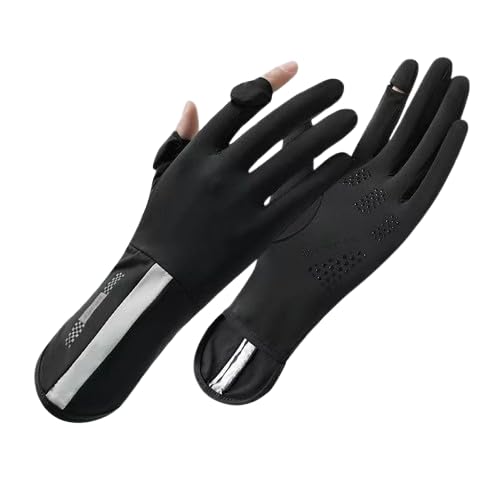 Zebroc 2 PCS Hand Gloves for UV Sun Protection, Breathable Sunscreen Driving Glove Cooling Arm Full Finger, Ice Silk Non-Slip Touch Screen Anti Uv Gloves Mitt, Car Driving Long Glove Arm (Black) - Image 1