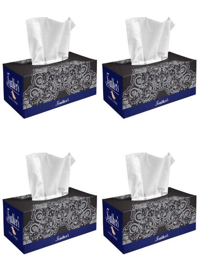 Feather's Face Tissue Box (Dry) | 2 Ply, 200 Pulls per Box, Pack of 4 | Super Soft & Absorbent Facial Tissue Box | Facial Tissue Papers | Virgin Paper, Biodegradable (Random Color Box) - Image 1