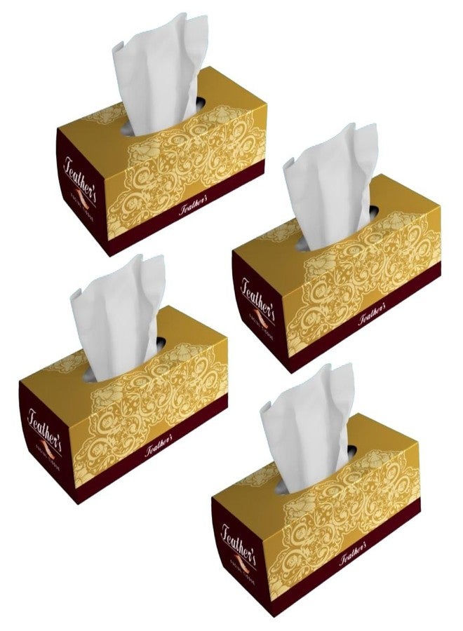 Feather's Face Tissue Box (Dry) | 2 Ply, 200 Pulls per Box, Pack of 4 | Super Soft & Absorbent Facial Tissue Box | Facial Tissue Papers | Virgin Paper, Biodegradable (Random Color Box) - Image 3
