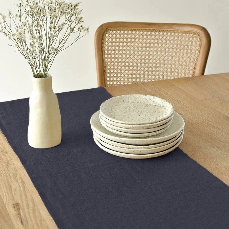 Y&D 30x200cm French Linen Table Runner – Elegant Embroidered Punching Design for Weddings, Hotels, and Dining Tables – Premium Quality Table Runners - Image 1