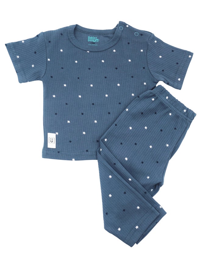 Babies Basic Baby Premium Ribbed Cotton T-Shirt and Printed Pyjama Set - Image 1