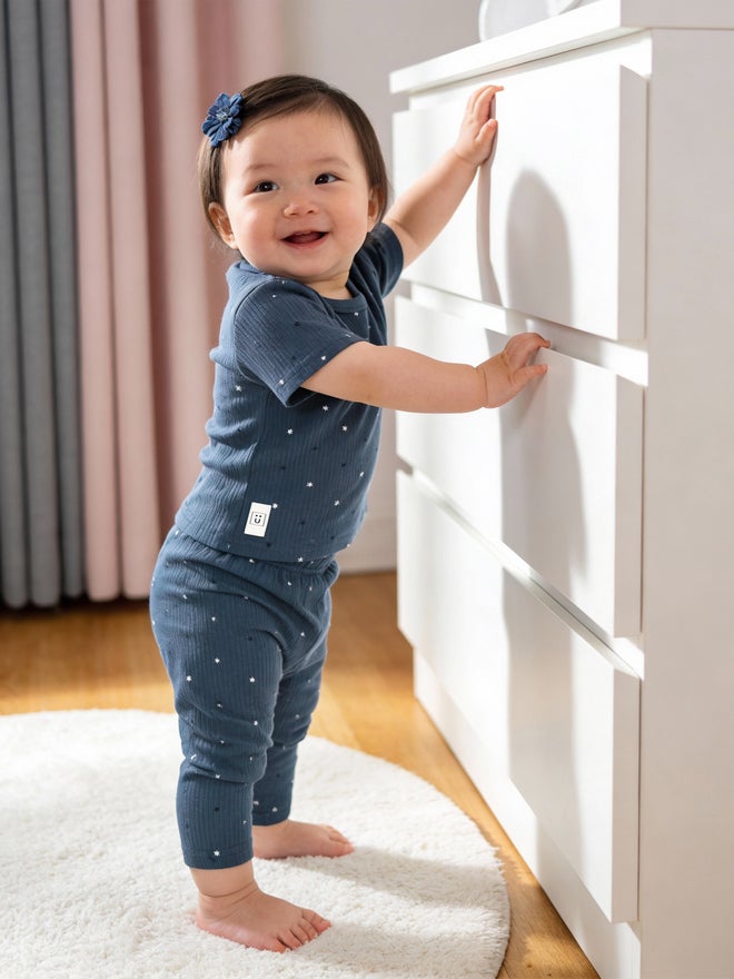 Babies Basic Baby Premium Ribbed Cotton T-Shirt and Printed Pyjama Set - Image 3