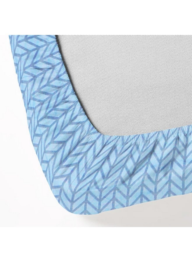 RD TREND Presents Luxurious Glace Cotton Super Soft 210 TC 360° Elastic Fitted Bedsheets Single Bed Size (72 x 48 x 8 Inch) with 1 Pillow Cover Size (28 x18), Color- Blue, Solid - Image 3