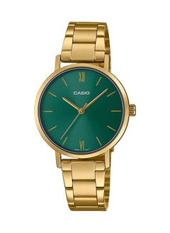 CASIO Casio Water Resistant Analog Quartz Gold Stainless Steel Green Dial - LTP-VT02G-3AUDF - 30mm  - Image 1