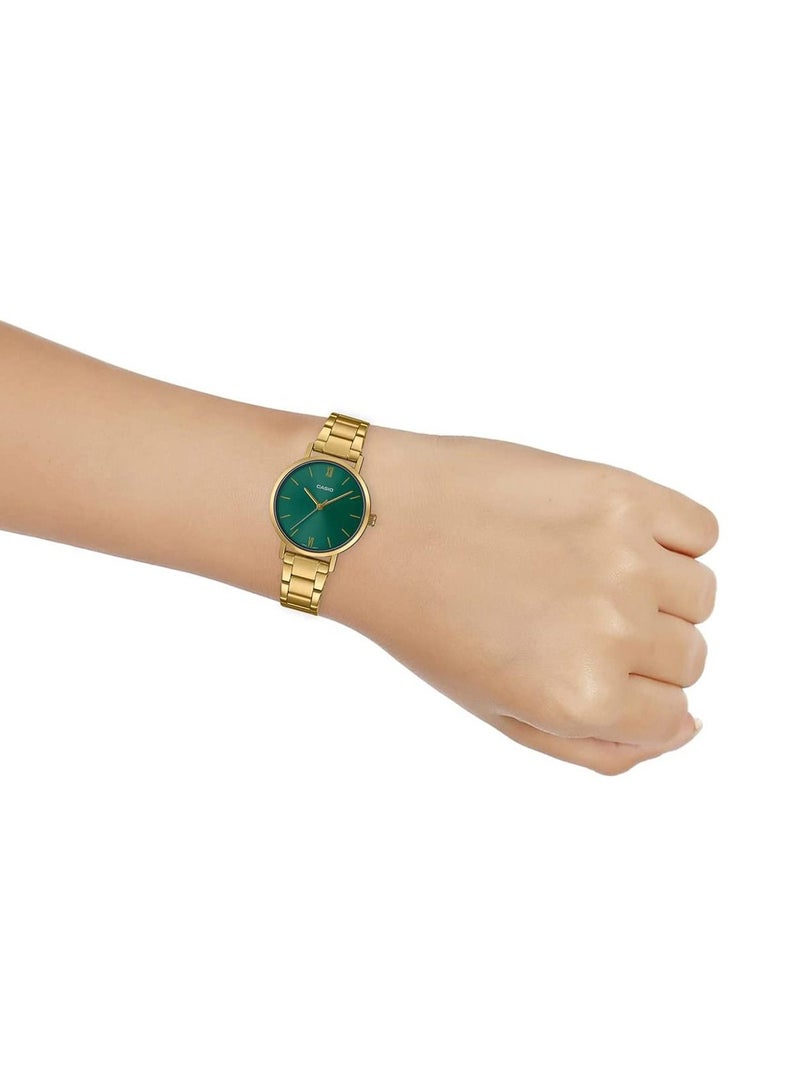 Casio Water Resistant Analog Quartz Gold Stainless Steel Green Dial - LTP-VT02G-3AUDF - 30mm - Image 5