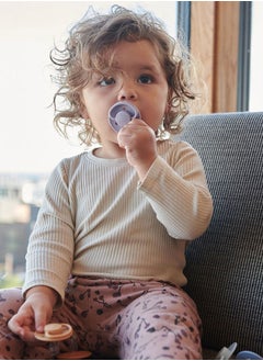 Mininor Round Pacifier Latex 6M Lilac Flower  - Image 2