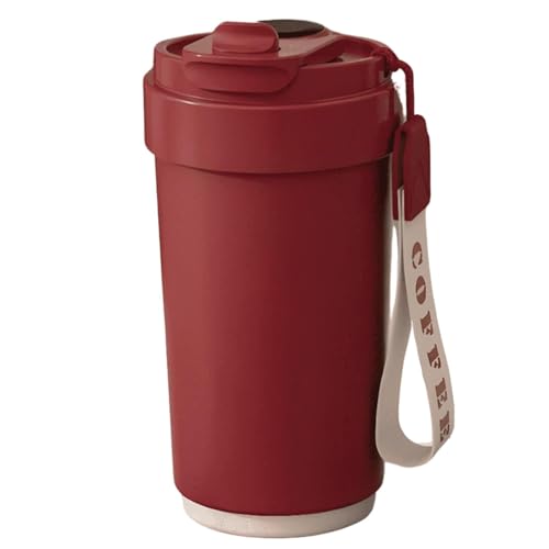 Wosta Coffee Mug With Ziplock Lid, Double-Walled Vacuum Thermal To Go, Stainless Steel, 420 Ml (Without Temperature Display) (Ruby Red) - Image 1