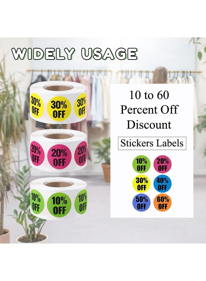 ZLY 6 Rolls/3000 Pcs Percent Off Stickers1'' 10 To 60 Percent Discount Stickers Labelsadhesive Discount Labels For Shopcircle Sale Tags Sale Stickers For Retail Store Clearance - Image 5